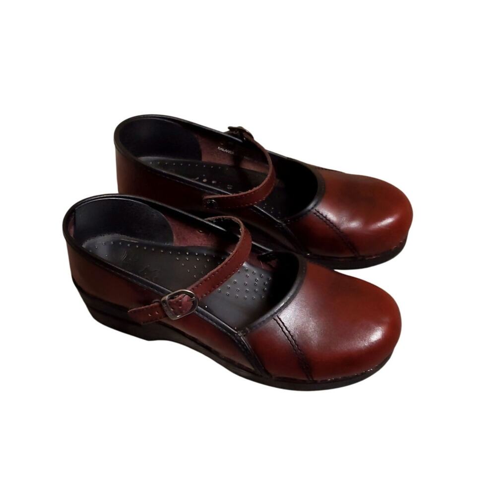 DANSKO Oxblood Leather Mary Jane Clogs Comfort Shoes Sz 41 US 10.5-11